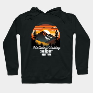 Holiday Valley New York, U.S.A. White text.  Gift Ideas For The Ski Enthusiast. Hoodie